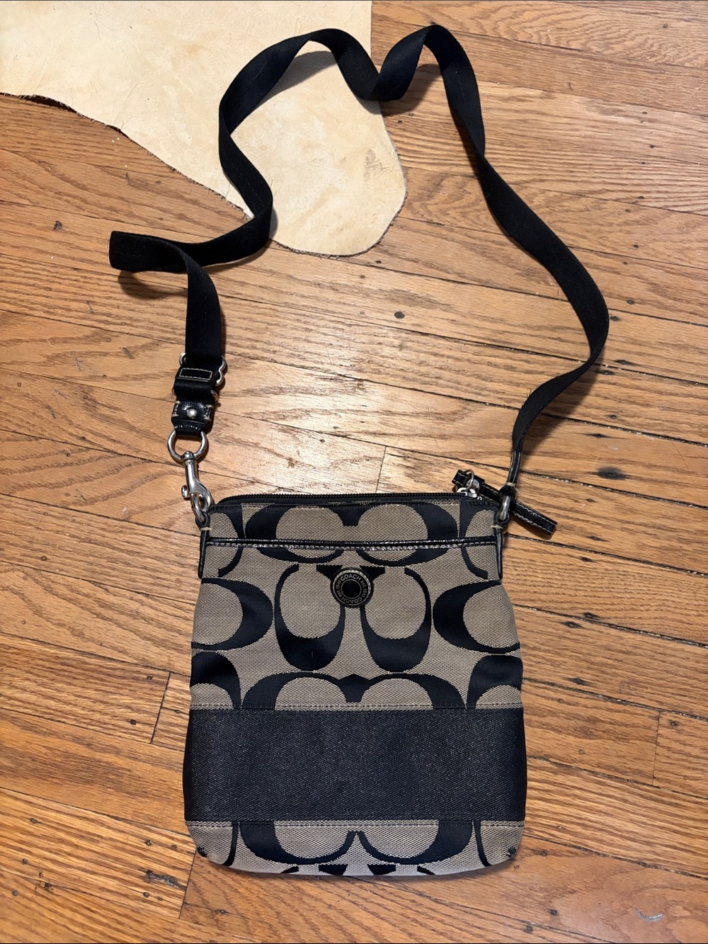 Coach Black and Tan Signature Crossbody Bag